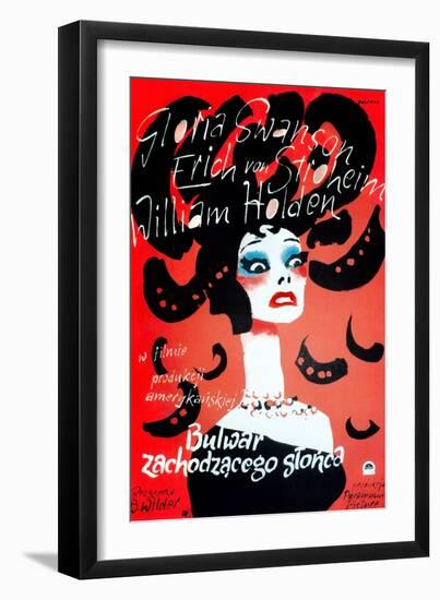 Sunset Boulevard, (AKA Bulwar Zachodzacego Slonca), Polish Poster Art, Gloria Swanson, 1950-null-Framed Art Print