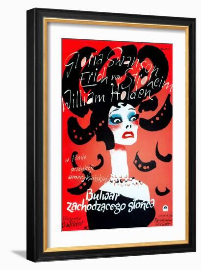 Sunset Boulevard, (AKA Bulwar Zachodzacego Slonca), Polish Poster Art, Gloria Swanson, 1950-null-Framed Art Print