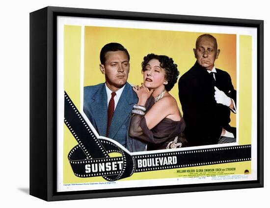 Sunset Boulevard, William Holden, Gloria Swanson, Erich Von Stroheim, 1950-null-Framed Stretched Canvas