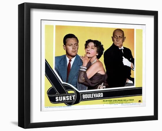 Sunset Boulevard, William Holden, Gloria Swanson, Erich Von Stroheim, 1950-null-Framed Photo