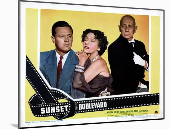 Sunset Boulevard, William Holden, Gloria Swanson, Erich Von Stroheim, 1950-null-Mounted Photo