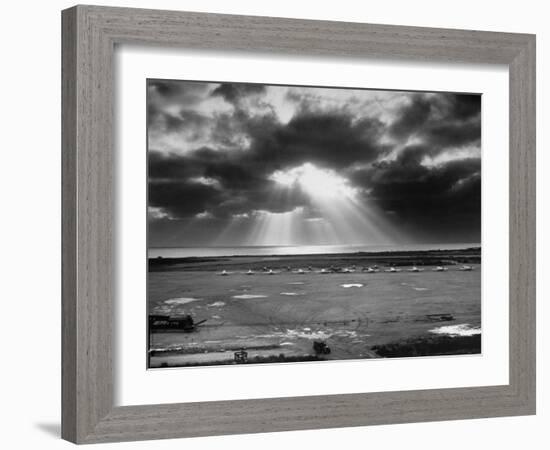 Sunset Breaking on Us Airbase across the East China Sea from Mainland China-Carl Mydans-Framed Photographic Print