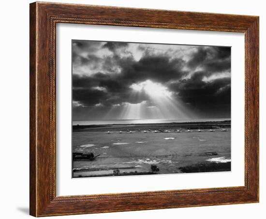 Sunset Breaking on Us Airbase across the East China Sea from Mainland China-Carl Mydans-Framed Photographic Print