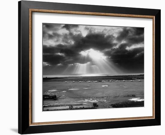 Sunset Breaking on Us Airbase across the East China Sea from Mainland China-Carl Mydans-Framed Photographic Print