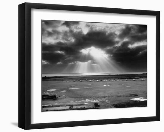 Sunset Breaking on Us Airbase across the East China Sea from Mainland China-Carl Mydans-Framed Photographic Print