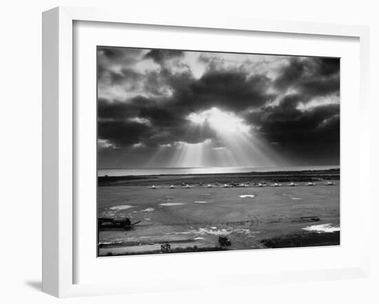 Sunset Breaking on Us Airbase across the East China Sea from Mainland China-Carl Mydans-Framed Photographic Print