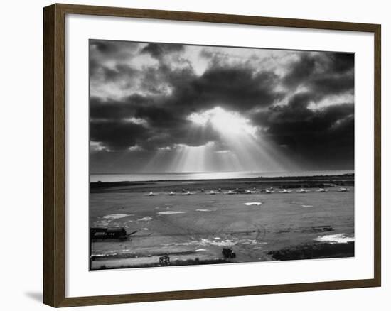 Sunset Breaking on Us Airbase across the East China Sea from Mainland China-Carl Mydans-Framed Photographic Print