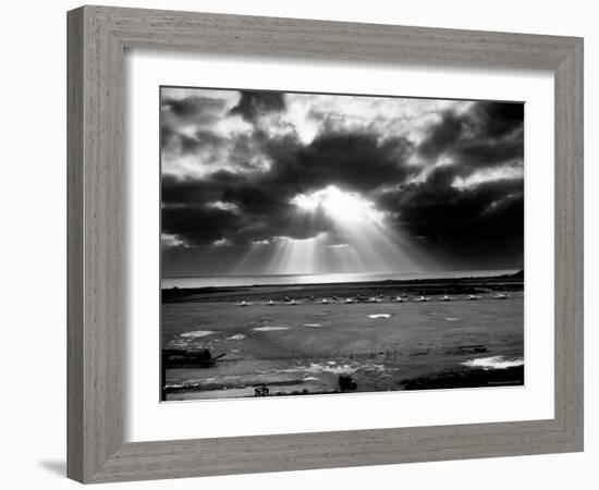 Sunset Breaking over US Airbase Across East China Sea from Mainland China-Carl Mydans-Framed Photographic Print