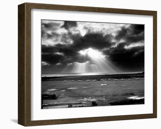 Sunset Breaking over US Airbase Across East China Sea from Mainland China-Carl Mydans-Framed Photographic Print