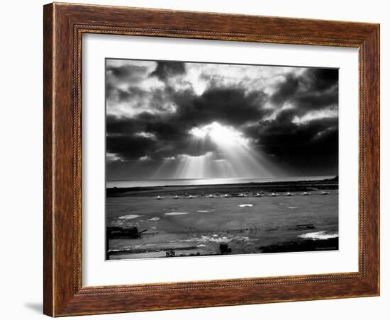 Sunset Breaking over US Airbase Across East China Sea from Mainland China-Carl Mydans-Framed Photographic Print