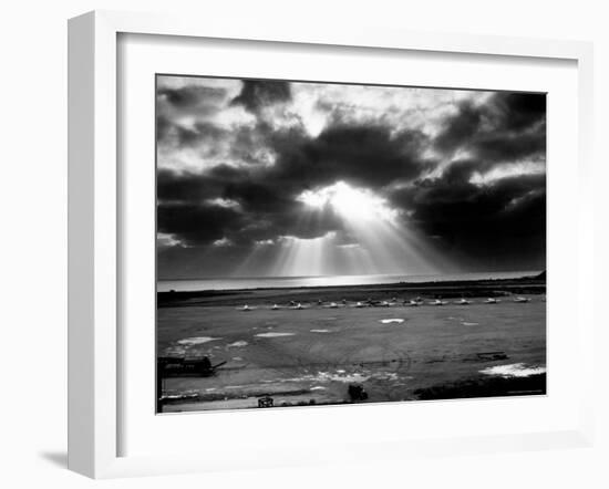 Sunset Breaking over US Airbase Across East China Sea from Mainland China-Carl Mydans-Framed Photographic Print