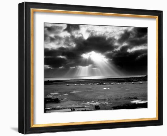 Sunset Breaking over US Airbase Across East China Sea from Mainland China-Carl Mydans-Framed Photographic Print