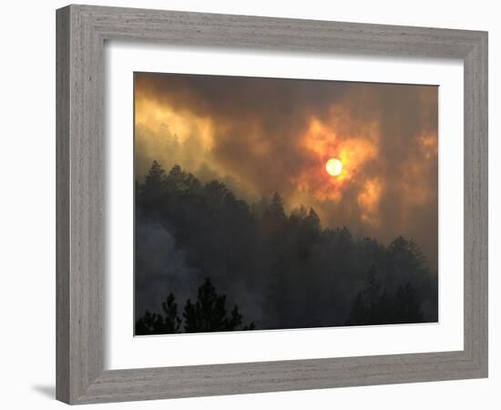 Sunset Breaks Through Smoke of the Hayman Wildfire-null-Framed Photographic Print