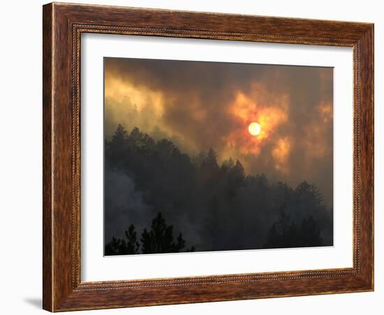 Sunset Breaks Through Smoke of the Hayman Wildfire-null-Framed Photographic Print