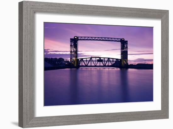 Sunset, Bridge and Two Lighthouses-benkrut-Framed Photographic Print