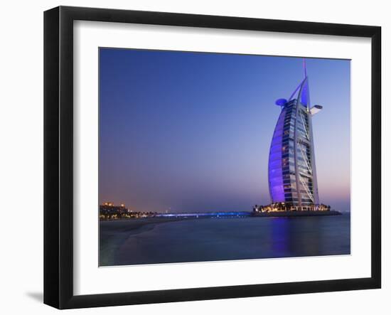 Sunset, Burj Al Arab Hotel, Dubai, United Arab Emirates, Middle East-Amanda Hall-Framed Photographic Print