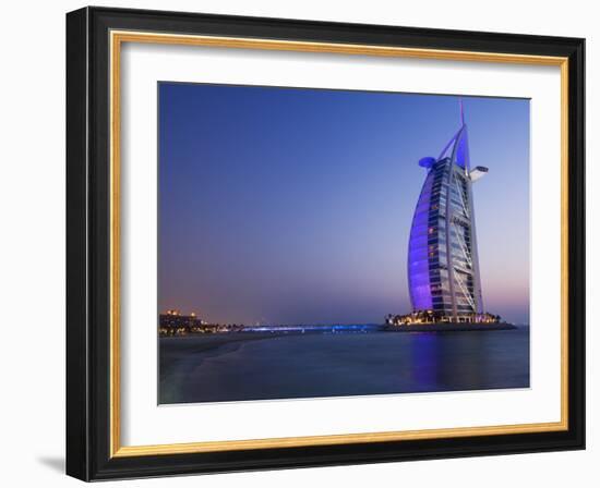 Sunset, Burj Al Arab Hotel, Dubai, United Arab Emirates, Middle East-Amanda Hall-Framed Photographic Print