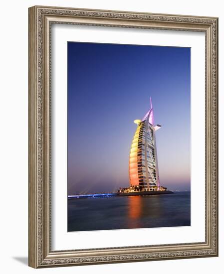 Sunset, Burj Al Arab Hotel, Dubai, United Arab Emirates, Middle East-Amanda Hall-Framed Photographic Print