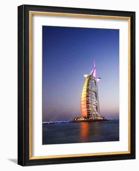 Sunset, Burj Al Arab Hotel, Dubai, United Arab Emirates, Middle East-Amanda Hall-Framed Photographic Print