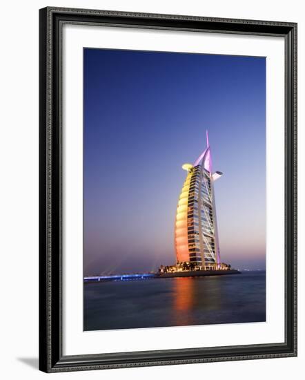 Sunset, Burj Al Arab Hotel, Dubai, United Arab Emirates, Middle East-Amanda Hall-Framed Photographic Print