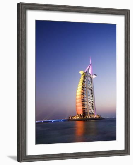 Sunset, Burj Al Arab Hotel, Dubai, United Arab Emirates, Middle East-Amanda Hall-Framed Photographic Print