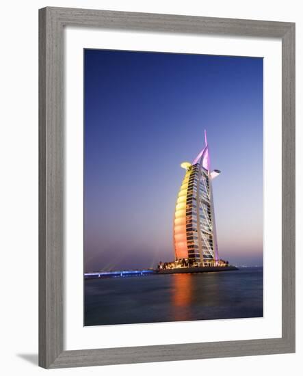 Sunset, Burj Al Arab Hotel, Dubai, United Arab Emirates, Middle East-Amanda Hall-Framed Photographic Print