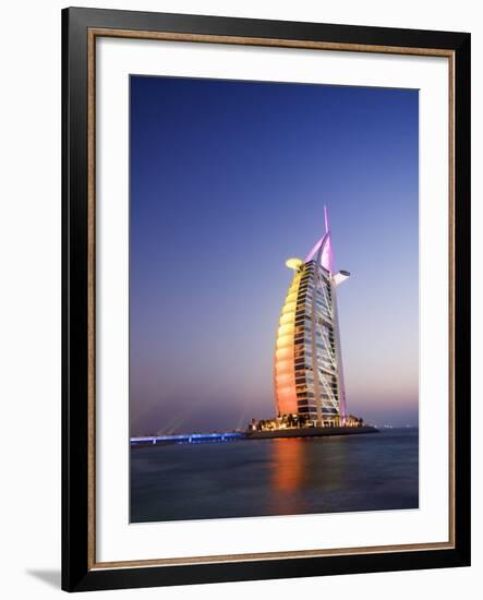 Sunset, Burj Al Arab Hotel, Dubai, United Arab Emirates, Middle East-Amanda Hall-Framed Photographic Print