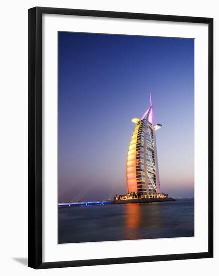 Sunset, Burj Al Arab Hotel, Dubai, United Arab Emirates, Middle East-Amanda Hall-Framed Photographic Print