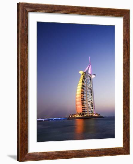 Sunset, Burj Al Arab Hotel, Dubai, United Arab Emirates, Middle East-Amanda Hall-Framed Photographic Print