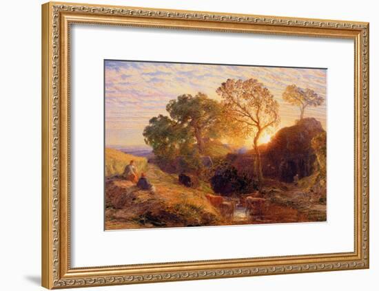 Sunset, C.1861 (W/C, Graphite, B/C and Gum on Card)-Samuel Palmer-Framed Giclee Print