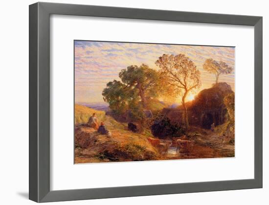 Sunset, C.1861 (W/C, Graphite, B/C and Gum on Card)-Samuel Palmer-Framed Giclee Print