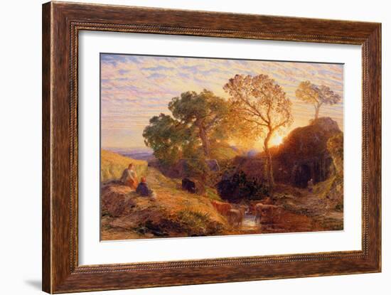 Sunset, C.1861 (W/C, Graphite, B/C and Gum on Card)-Samuel Palmer-Framed Giclee Print