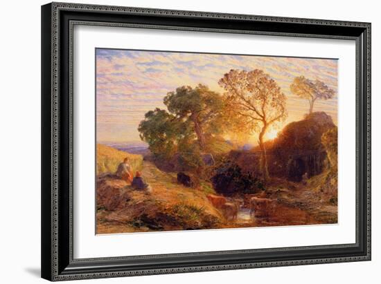 Sunset, C.1861 (W/C, Graphite, B/C and Gum on Card)-Samuel Palmer-Framed Giclee Print