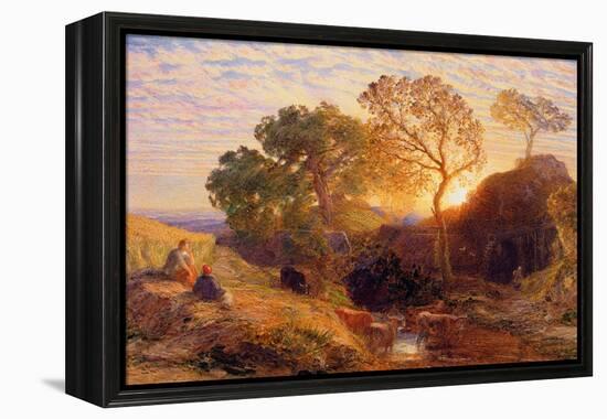 Sunset, C.1861 (W/C, Graphite, B/C and Gum on Card)-Samuel Palmer-Framed Premier Image Canvas