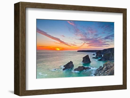 Sunset, Carnewas and Bedruthan Steps, Cornwall, England, United Kingdom, Europe-Kav Dadfar-Framed Photographic Print