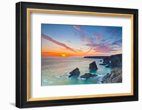 Sunset, Carnewas and Bedruthan Steps, Cornwall, England, United Kingdom, Europe-Kav Dadfar-Framed Photographic Print