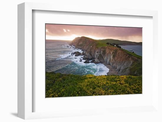 Sunset Chimney Rock, Point Reyes Seashore,Ca-George Oze-Framed Photographic Print