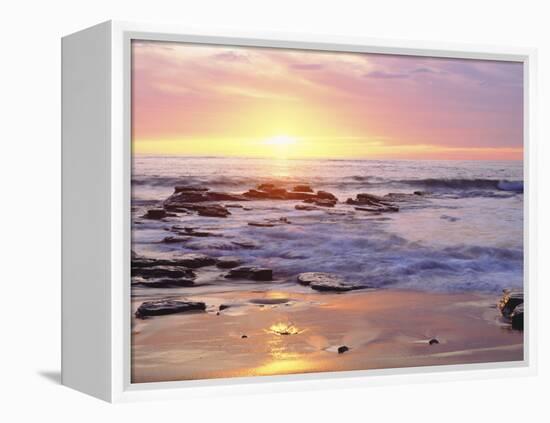 Sunset Cliffs Beach on the Pacific Ocean at Sunset, San Diego, California, USA-Christopher Talbot Frank-Framed Premier Image Canvas