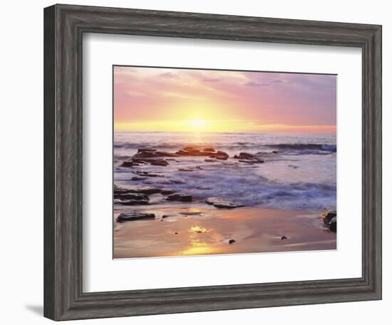 Sunset Cliffs Beach on the Pacific Ocean at Sunset, San Diego, California, USA-Christopher Talbot Frank-Framed Photographic Print