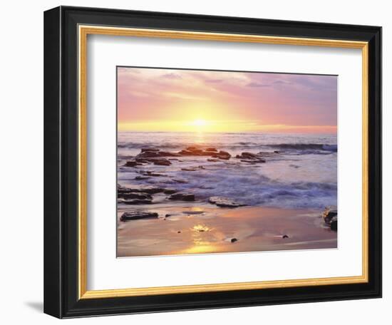 Sunset Cliffs Beach on the Pacific Ocean at Sunset, San Diego, California, USA-Christopher Talbot Frank-Framed Photographic Print