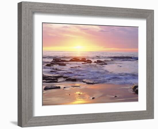 Sunset Cliffs Beach on the Pacific Ocean at Sunset, San Diego, California, USA-Christopher Talbot Frank-Framed Photographic Print