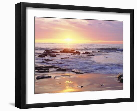 Sunset Cliffs Beach on the Pacific Ocean at Sunset, San Diego, California, USA-Christopher Talbot Frank-Framed Photographic Print