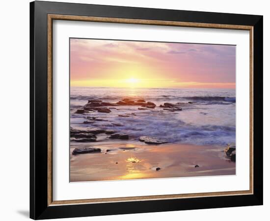 Sunset Cliffs Beach on the Pacific Ocean at Sunset, San Diego, California, USA-Christopher Talbot Frank-Framed Photographic Print