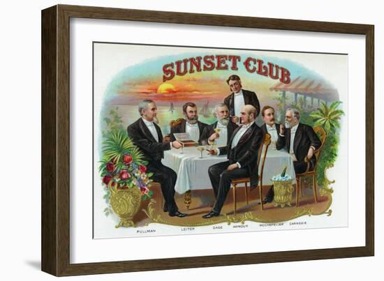 Sunset Club Brand Cigar Box Label-Lantern Press-Framed Art Print