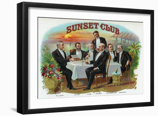 Sunset Club Brand Cigar Box Label-Lantern Press-Framed Art Print