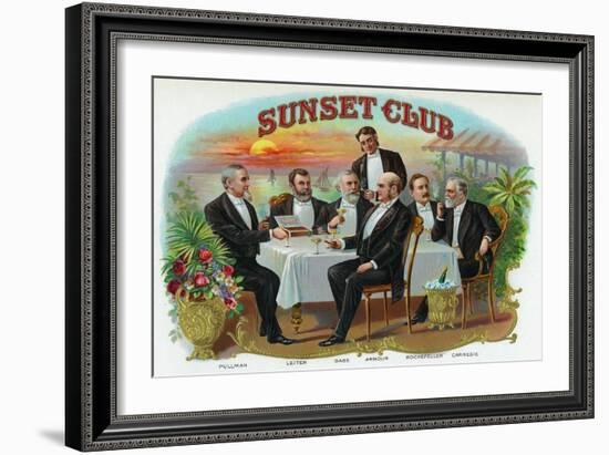 Sunset Club Brand Cigar Box Label-Lantern Press-Framed Art Print