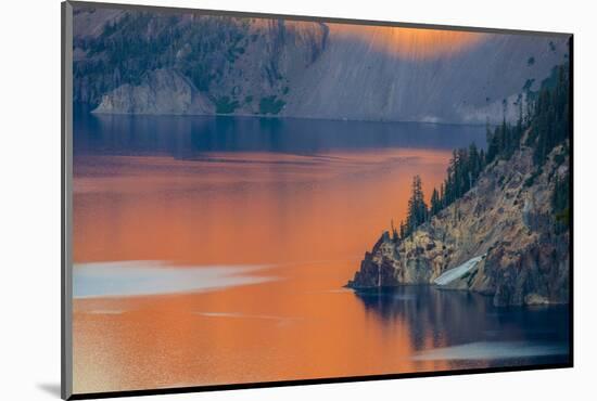 Sunset Colors the Waters at Crater Lake National Park, Oregon, Usa-Chuck Haney-Mounted Photographic Print