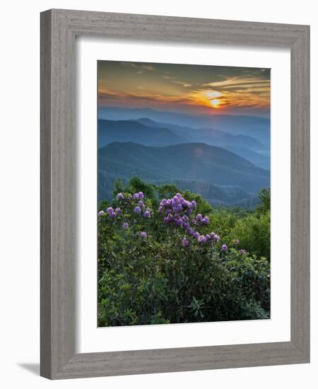 Sunset, Cowee Mountain Landscape, Blue Ridge Parkway, North Carolina-Howie Garber-Framed Photographic Print