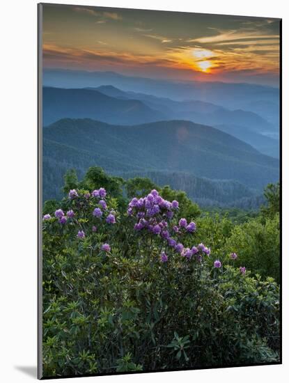 Sunset, Cowee Mountain Landscape, Blue Ridge Parkway, North Carolina-Howie Garber-Mounted Photographic Print