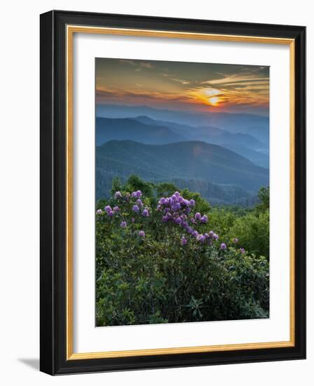 Sunset, Cowee Mountain Landscape, Blue Ridge Parkway, North Carolina-Howie Garber-Framed Photographic Print